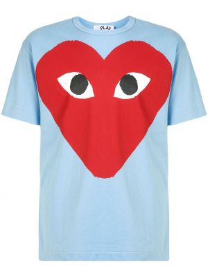 Tričko s potiskem se srdcovým vzorem Comme Des Garçons Play modré