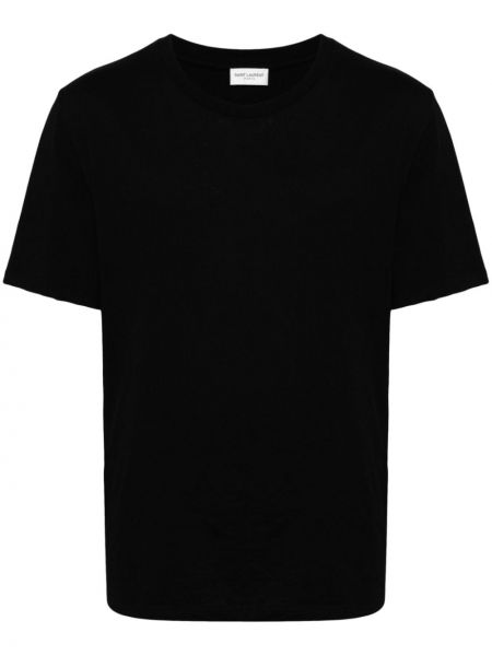 T-shirt en coton avec applique Saint Laurent noir