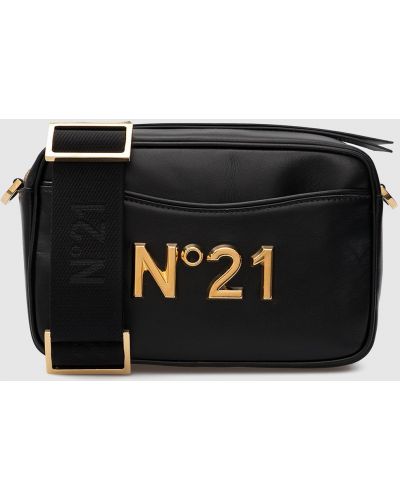 Шкіряна сумка через плече з логотипом N°21, чорна