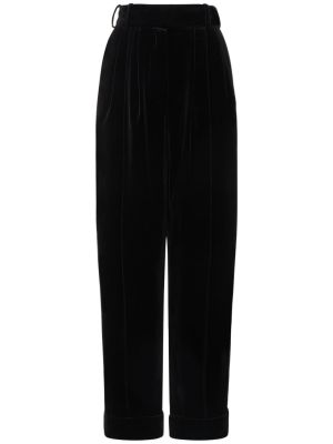 Aksamitne spodnie z wysoką talią bawełniane Alexandre Vauthier czarne