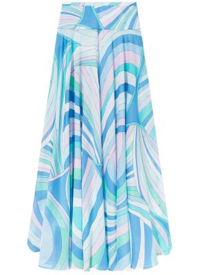 Βαμβακερή maxi φούστα από μουσελίνα Pucci μπλε