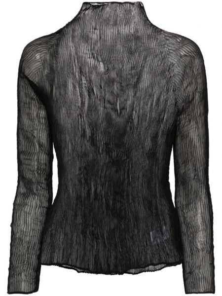 Plisuotas skaidrus marškinėliai Issey Miyake juoda