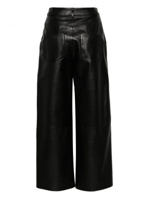 Kožené rovné kalhoty Desa 1972 černé