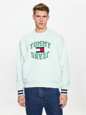 Pamut melegítő felső Tommy Jeans zöld