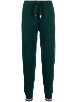 Pantaloni sport din cașmir tricotate Thom Browne verde