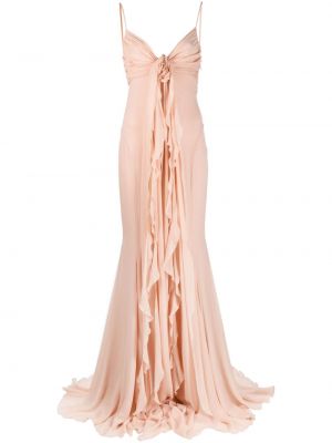Копринена коктейлна рокля на цветя Blumarine розово