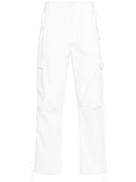 Pantalon cargo en coton avec poches Moschino blanc