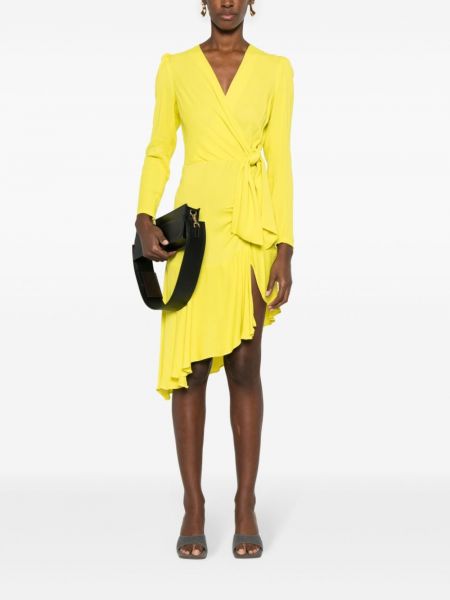 Sukienka midi asymetryczna z krepy Elisabetta Franchi żółta