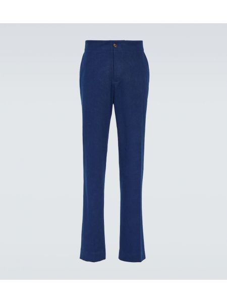 Bavlněné slim fit kalhoty King & Tuckfield modré