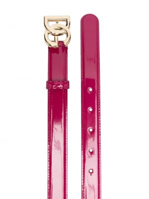 Lakovaný kožený pásek s přezkou Dolce & Gabbana růžový