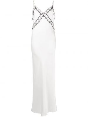 Satynowa sukienka koronkowa Kiki De Montparnasse - biały