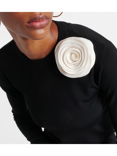 Jersey de flores de tela jersey con apliques Valentino negro