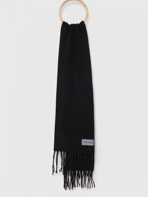 Однотонний вовняний шарф Guess чорний