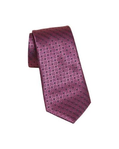 Mens M&S Collection Slim Geometric Pure Silk Tie - Pink, Pink M&s Collection