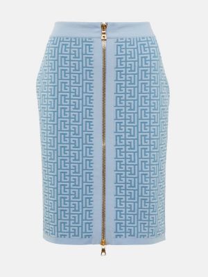 Vlněné mini sukně Balmain modré