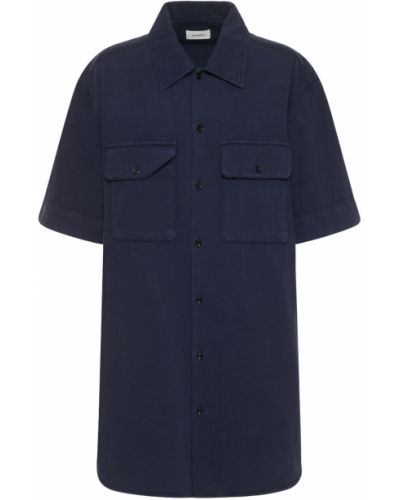 Bavlnená rifľová košeľa s krátkymi rukávmi Lemaire modrá