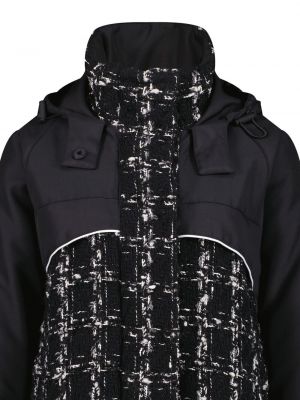 Płaszcz z kapturem tweedowy Giambattista Valli czarny