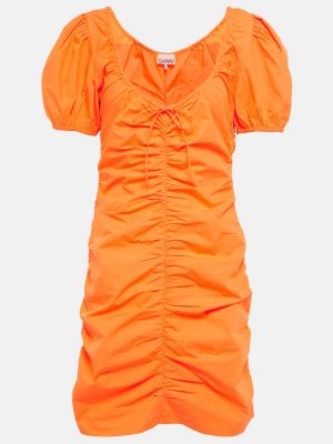 Βαμβακερή φόρεμα Ganni πορτοκαλί
