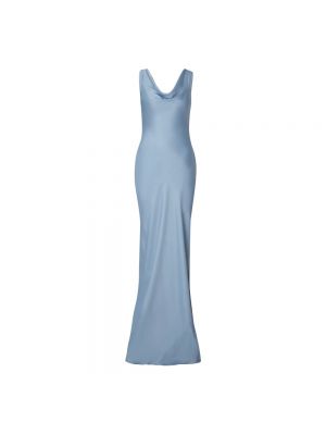 Satynowa sukienka długa By Malina niebieska