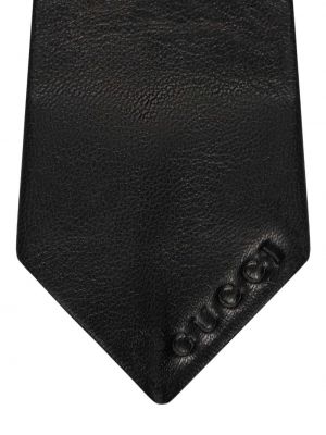 Krawat skórzany Gucci czarny