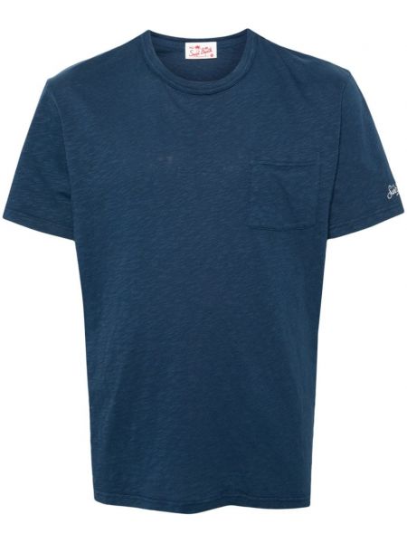 Βαμβακερή μπλούζα με κέντημα Mc2 Saint Barth μπλε