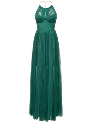 Sukienka długa w grochy tiulowa Maria Lucia Hohan zielona