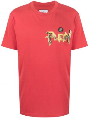 Памучна тениска с принт Philipp Plein червено