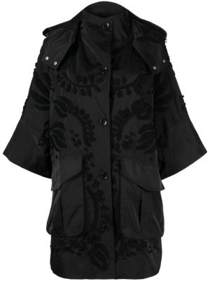 Kabát s výšivkou s kapucí Ermanno Scervino černý