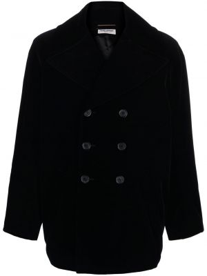 Siuvinėtas paltas Saint Laurent juoda