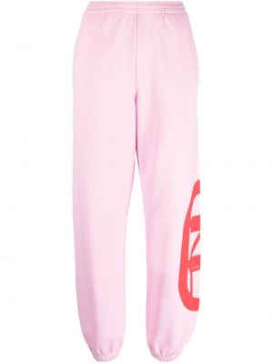 Памучни спортни панталони с принт розово Karl Lagerfeld