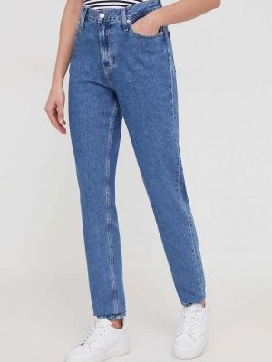 Jeansy z wysoką talią Calvin Klein Jeans niebieskie