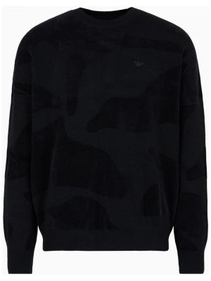 Камуфлажен пуловер Emporio Armani черно