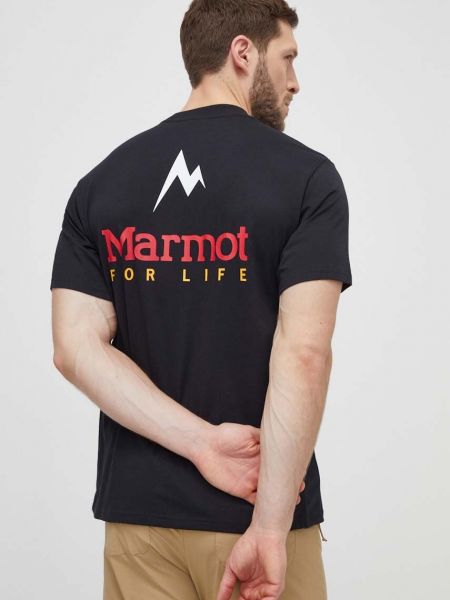 Koszulka z nadrukiem Marmot czarna