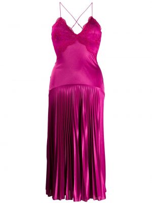 Vestido de cóctel plisado de encaje Christopher Kane rosa