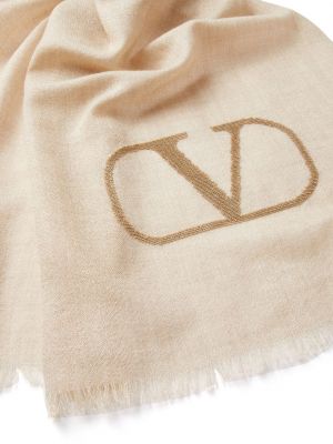 Kašmírový hedvábný šátek Valentino Garavani béžový
