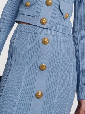 Pletená midi sukňa Balmain modrá