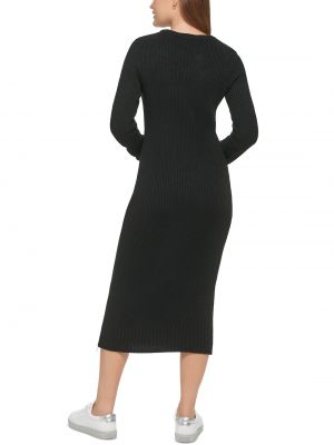 Джинсовое платье с длинным рукавом с круглым вырезом Calvin Klein черное