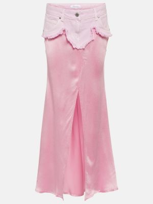 Saténová džínsová sukňa Blumarine ružová