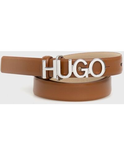 Pasek skórzany Hugo brązowy