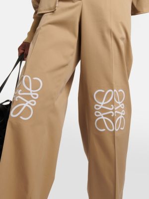 Памучни копринени панталон Loewe бежово