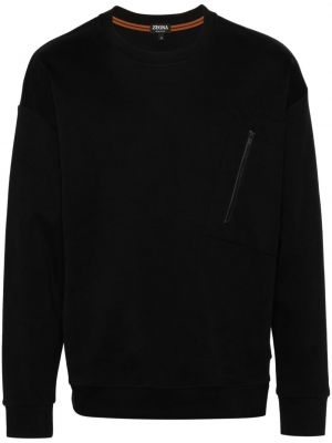 Džersis džemperis su užtrauktuku su kišenėmis Zegna juoda