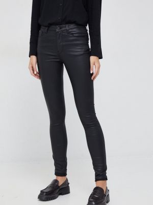 Přiléhavé kalhoty s vysokým pasem Pepe Jeans černé