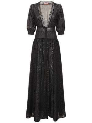 Памучна макси рокля с дантела Ermanno Scervino черно