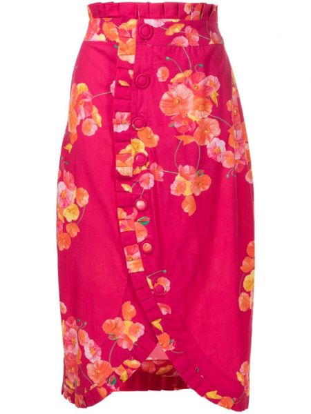 Suknja s cvjetnim printom s printom Isolda ružičasta