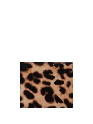 Leder geldbörse mit print mit leopardenmuster Saint Laurent schwarz