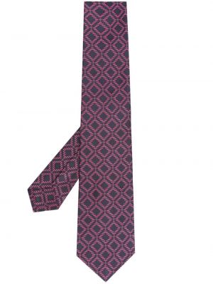 Cravatta con motivo geometrico in tessuto jacquard Kiton blu
