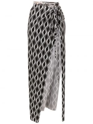 Asymetrické dlouhá sukně s vysokým pasem s potiskem Amir Slama - bílá
