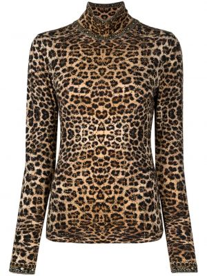 T-shirt con stampa leopardato con motivo a stelle Camilla marrone