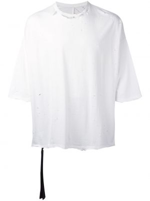 Marškinėliai su nubrozdinimais oversize Unravel Project balta