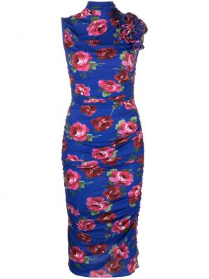Midi haljina s cvjetnim printom s printom Magda Butrym plava